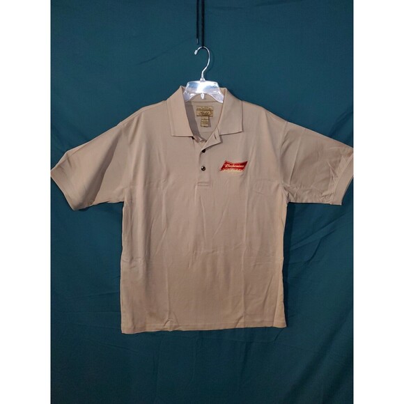 Budweiswer Clydesdales Gold Tri-Mountain Polo Shirt 100% Mercerized Cotton Large - Picture 1 of 8
